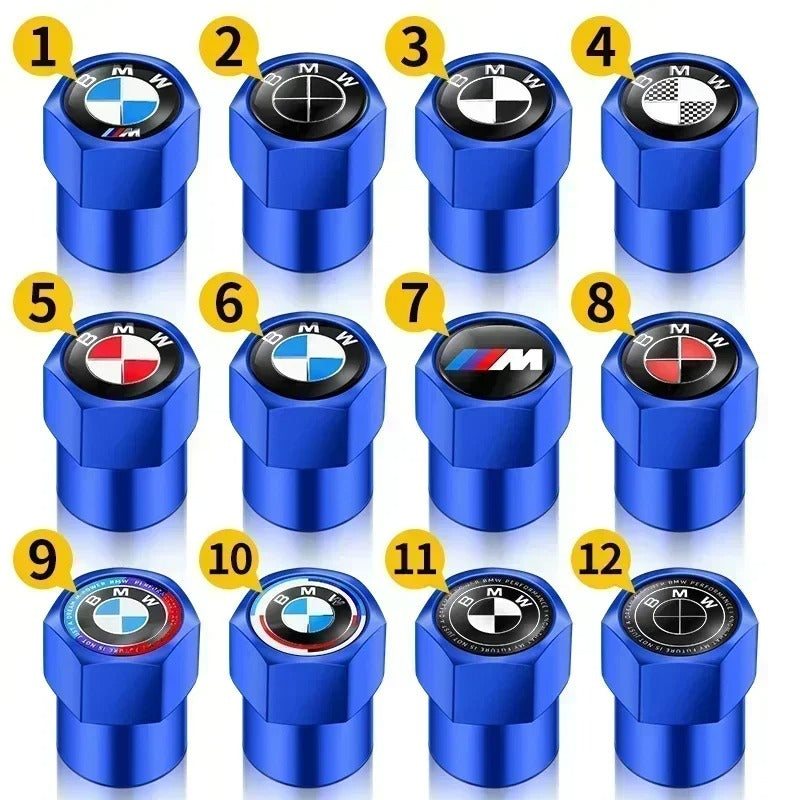 Bouchon Valve BMW métal bleu - vue de face - Becquet Voiture