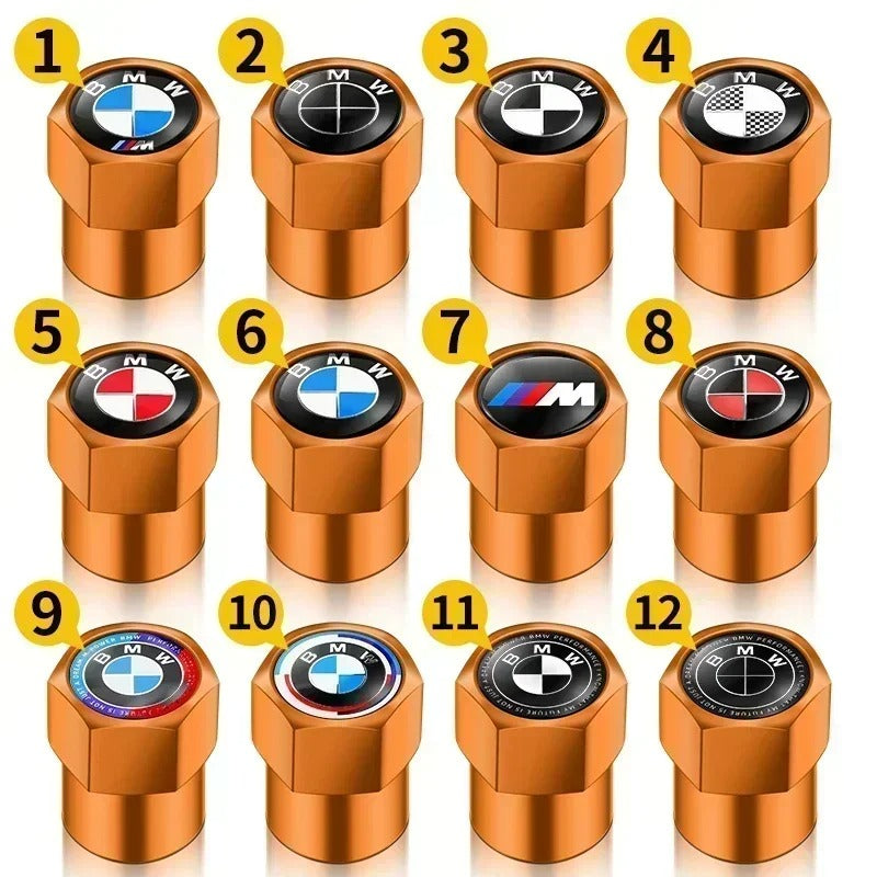 Bouchon Valve BMW métal orange - vue de face - Becquet Voiture