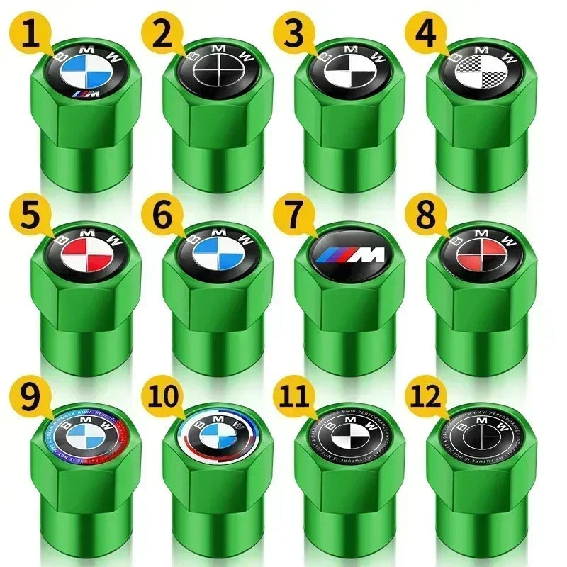 Bouchon Valve BMW métal vert - vue de face - Becquet Voiture