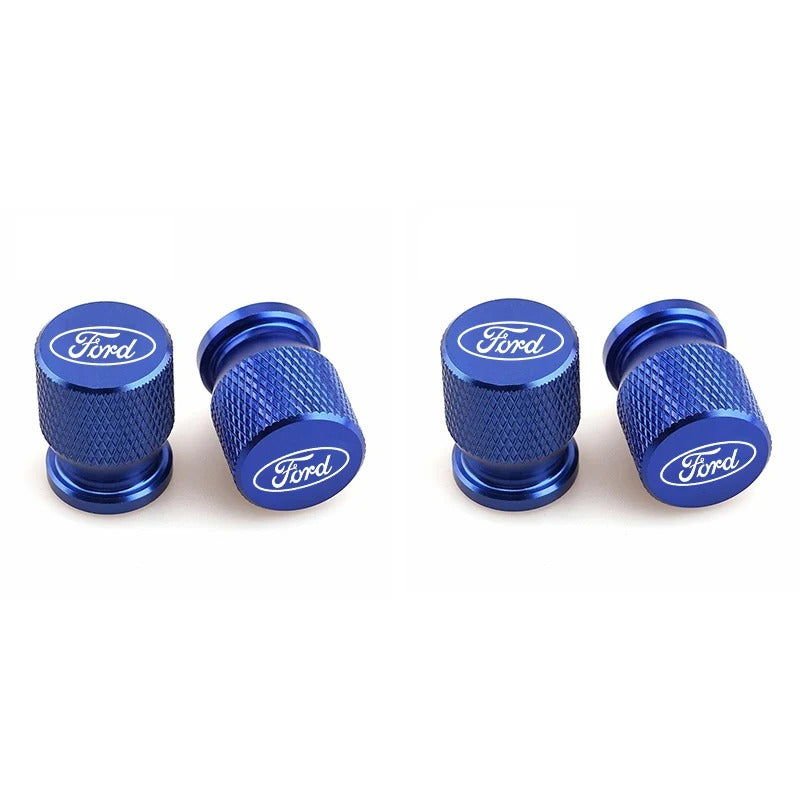 Bouchon Valve Ford Aluminium Bleu - vue de face - Becquet Voiture