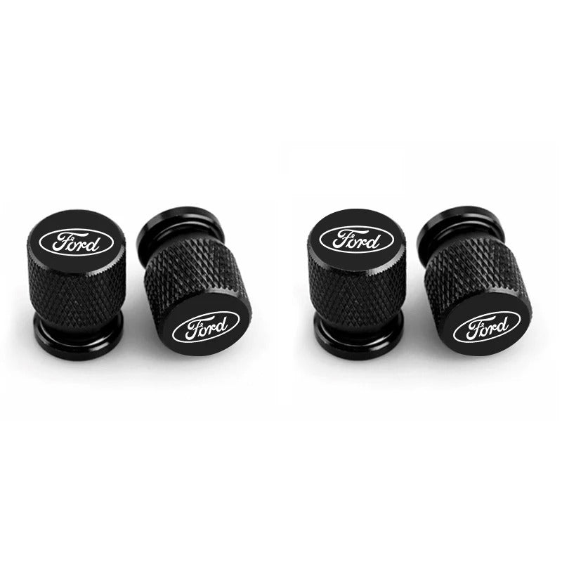Bouchon Valve Ford Aluminium Noir - vue de face - Becquet Voiture