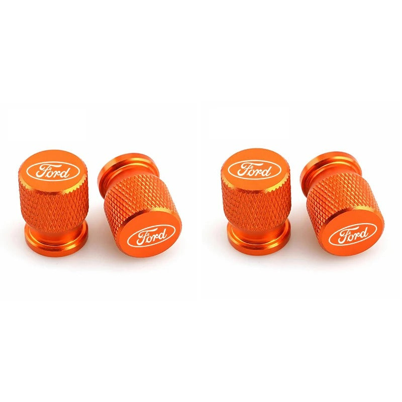 Bouchon Valve Ford Aluminium Orange - vue de face - Becquet Voiture