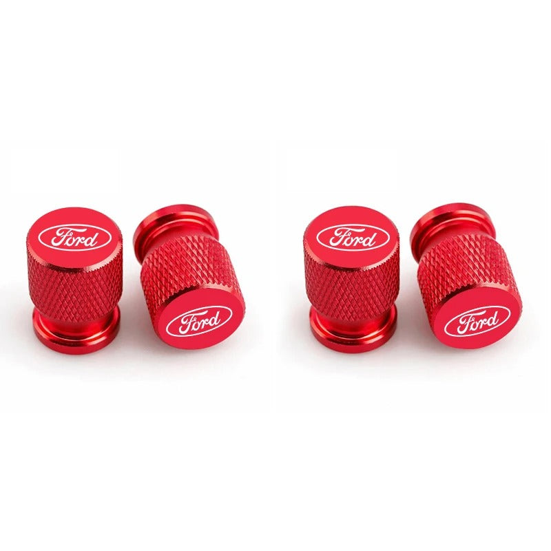 Bouchon Valve Ford Aluminium Rouge - vue de face - Becquet Voiture