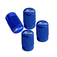Blue Aluminum Valve Cap for Ford Fiesta - side view - Becquet Voiture
