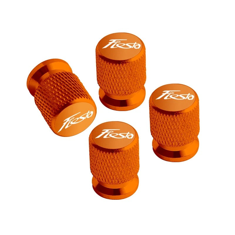 Bouchon Valve Ford Fiesta Aluminium orange - vue de face - Becquet Voiture