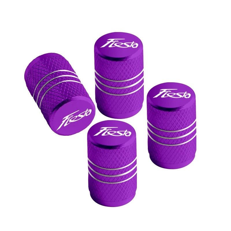 Purple Aluminum Valve Cap for Ford Fiesta - side view - Becquet Voiture
