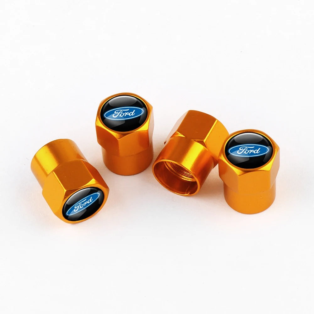 Bouchon Valve Ford Métal Orange - vue de face - Becquet Voiture