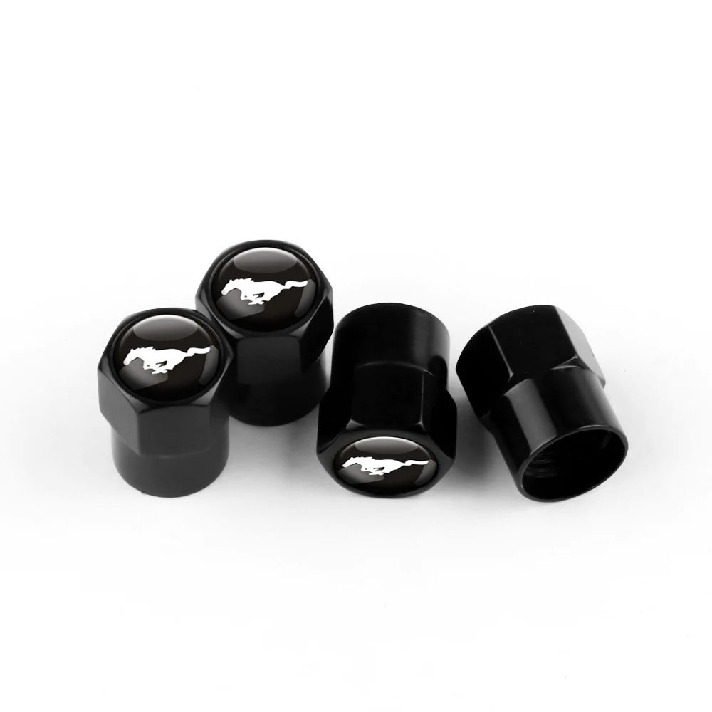 Bouchon Valve Ford Mustang Métal Noir - vue de face - Becquet Voiture