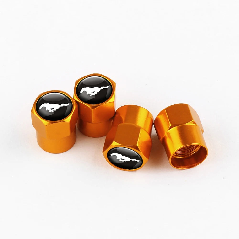 Bouchon Valve Ford Mustang Métal Orange - vue de face - Becquet Voiture