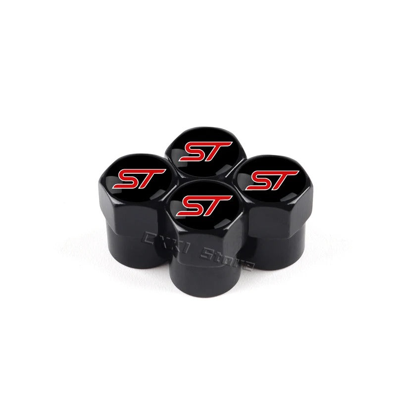 Black Ford ST-Line Valve Cap - side view - Becquet Voiture