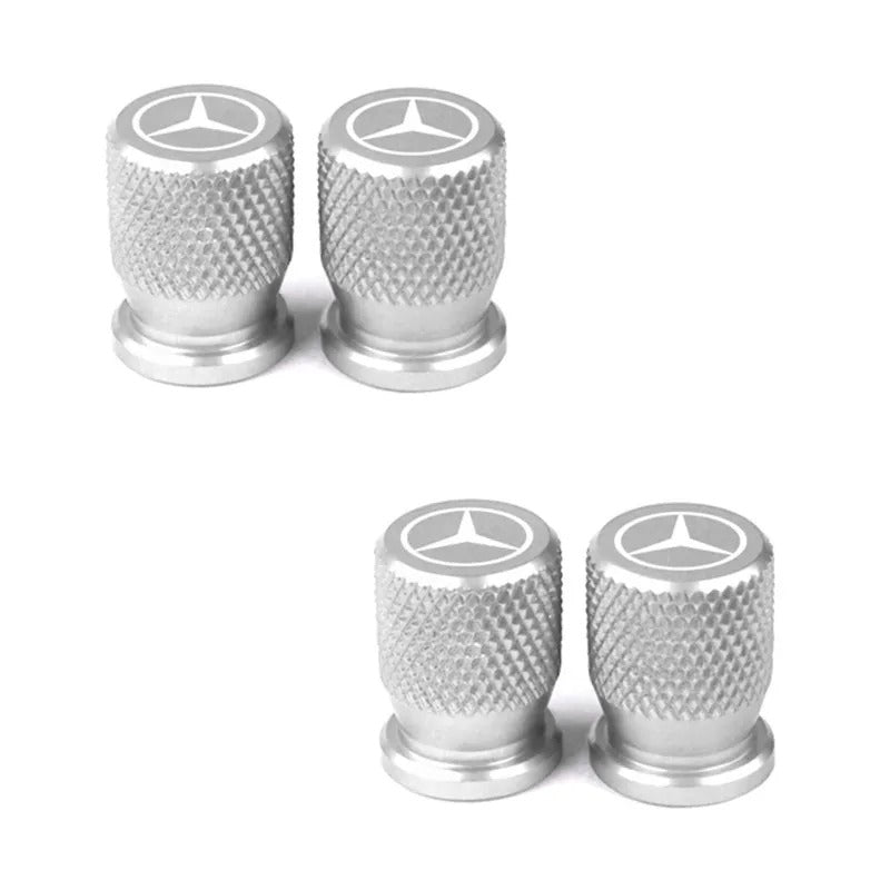 Bouchon Valve Mercedes aluminium argent - vue de face - Becquet Voiture