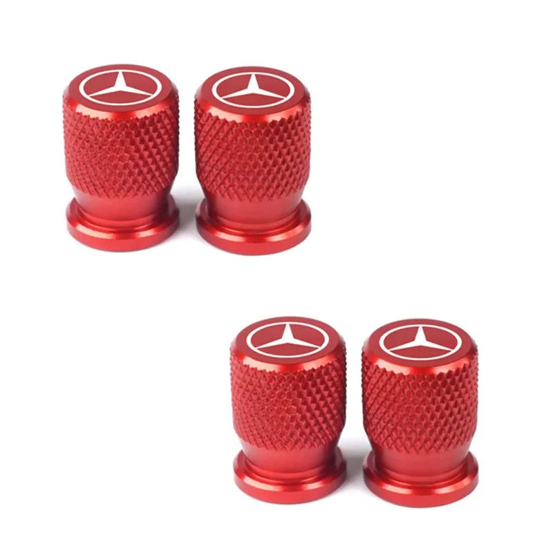 Bouchon Valve Mercedes aluminium rouge - vue de face - Becquet Voiture