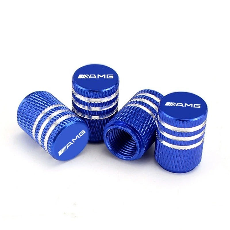 Bouchon Valve Mercedes AMG aluminium bleu - vue de face - Becquet Voiture