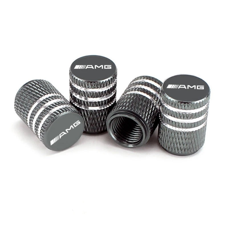 Bouchon Valve Mercedes AMG aluminium gris - vue de face - Becquet Voiture