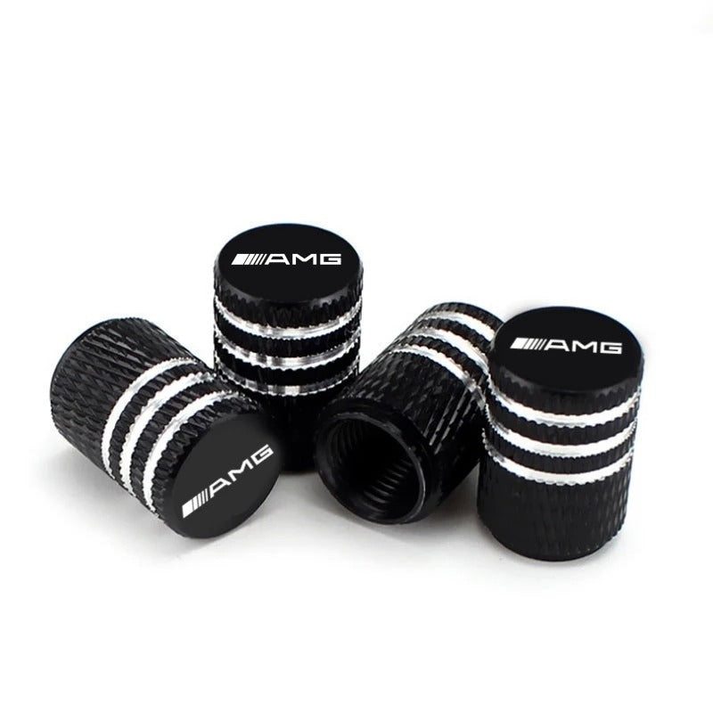 Bouchon Valve Mercedes AMG aluminium noir - vue de face - Becquet Voiture
