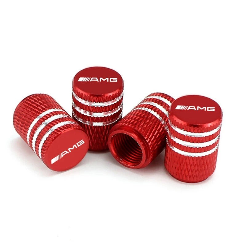 Bouchon Valve Mercedes AMG aluminium rouge - vue de face - Becquet Voiture