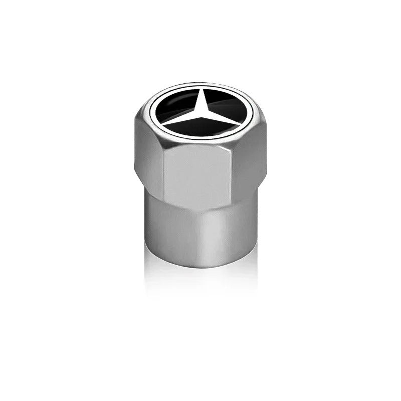 Bouchon Valve Mercedes métal argent - vue de face - Becquet Voiture