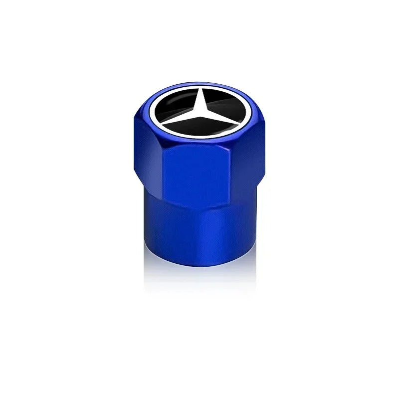Bouchon Valve Mercedes métal bleu - vue de face - Becquet Voiture