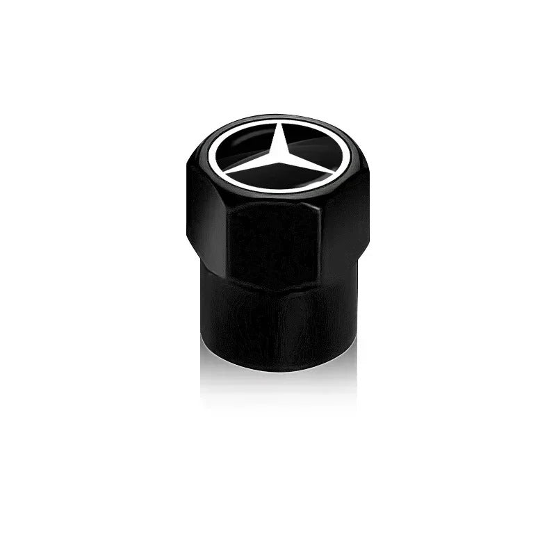Bouchon Valve Mercedes métal noir - vue de face - Becquet Voiture