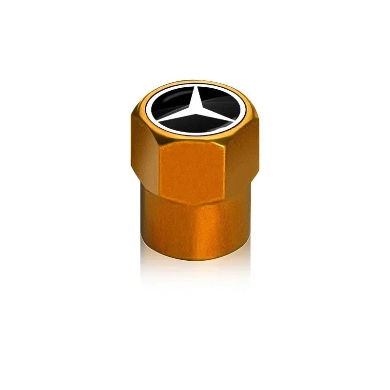 Bouchon Valve Mercedes métal orange - vue de face - Becquet Voiture