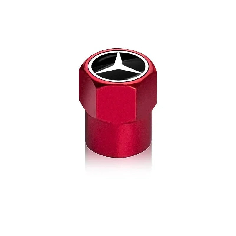 Bouchon Valve Mercedes métal rouge - vue de face - Becquet Voiture