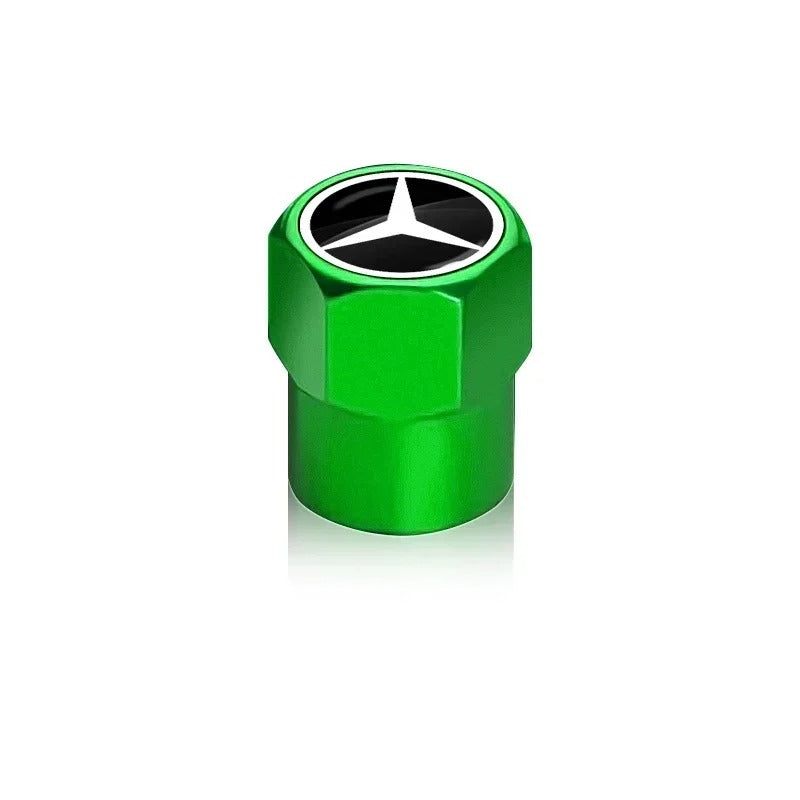 Bouchon Valve Mercedes métal vert - vue de face - Becquet Voiture