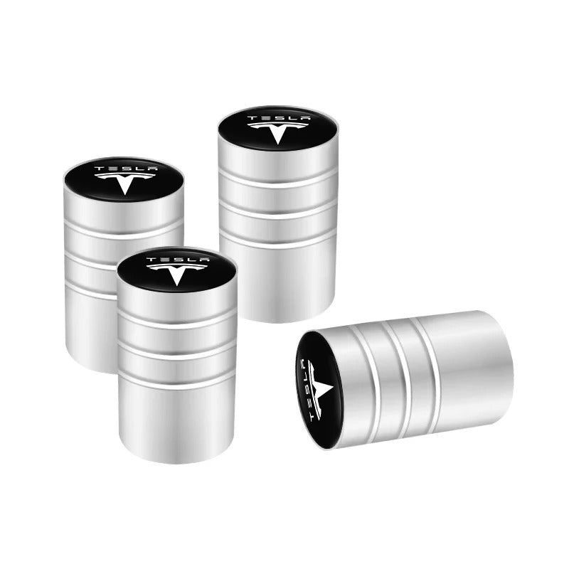 Bouchon Valve Tesla Aluminium Argent - vue de face - Becquet Voiture