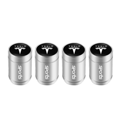 Bouchon Valve Tesla Aluminium Argent - vue de profil - Becquet Voiture