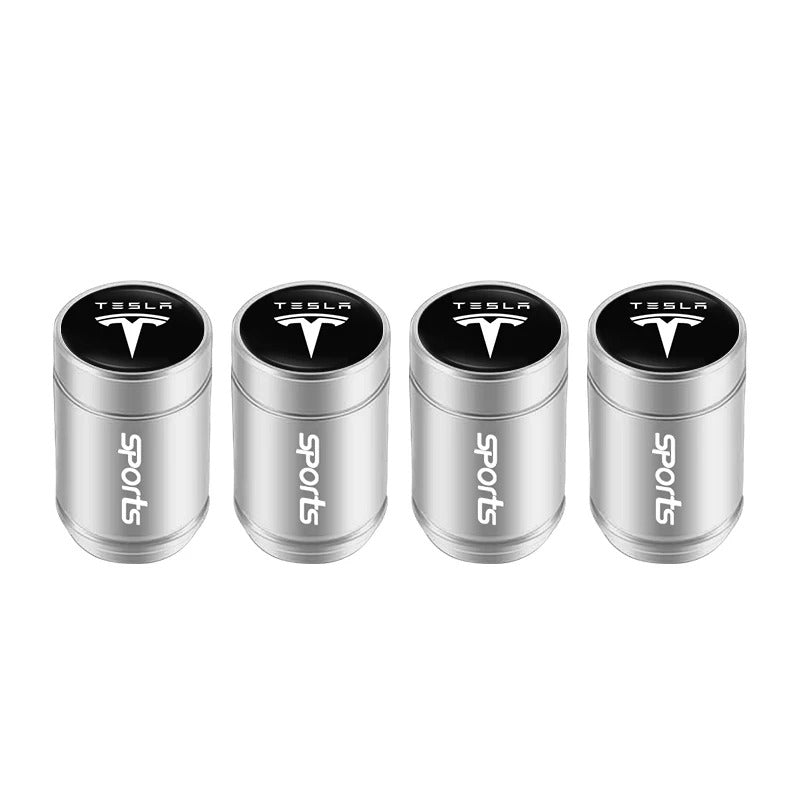 Bouchon Valve Tesla Aluminium Argent - vue de profil - Becquet Voiture