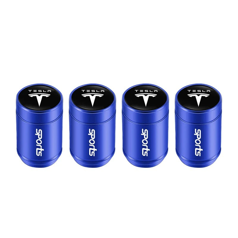 Bouchon Valve Tesla Aluminium Bleu - vue de face - Becquet Voiture