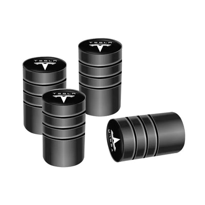 Bouchon Valve Tesla Aluminium Noir - vue de face - Becquet Voiture