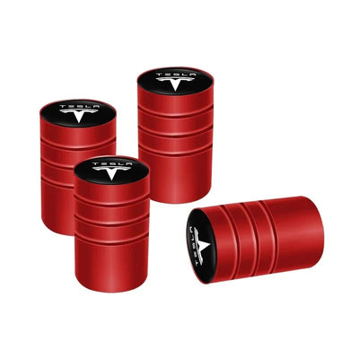 Bouchon Valve Tesla Aluminium Rouge - vue de face - Becquet Voiture