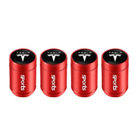 Bouchon Valve Tesla Aluminium Rouge - vue de profil - Becquet Voiture