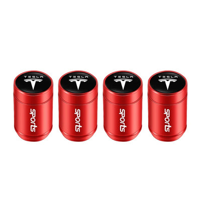 Bouchon Valve Tesla Aluminium Rouge - vue de profil - Becquet Voiture