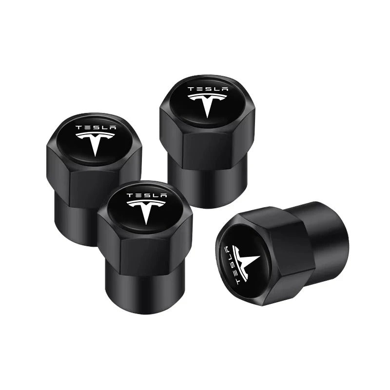 Bouchon Valve Tesla Métal Noir - vue de face - Becquet Voiture