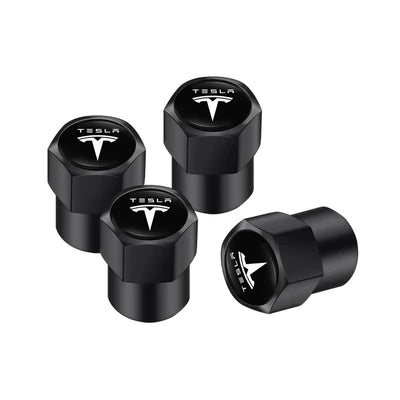 Bouchon Valve Tesla Métal Noir - vue de face - Becquet Voiture