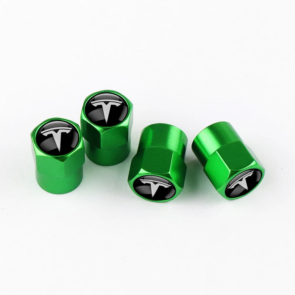 Bouchon Valve Tesla Métal Vert - vue de face - Becquet Voiture