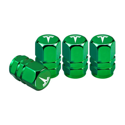 Bouchon Valve Tesla Métal Vert - vue de profil - Becquet Voiture