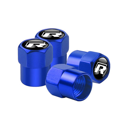 Bouchon Valve Volkswagen métal bleu - installé sur véhicule - Becquet Voiture
