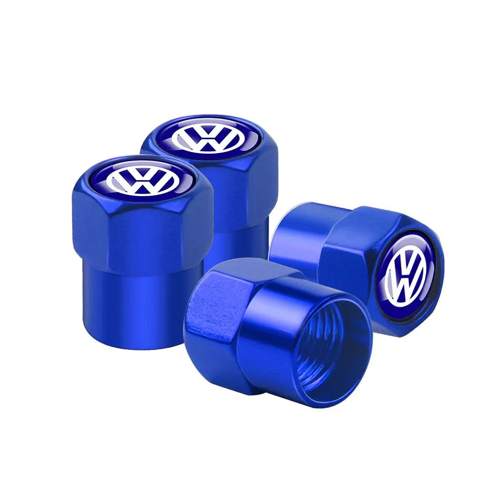 Bouchon Valve Volkswagen métal bleu - vue de face - Becquet Voiture