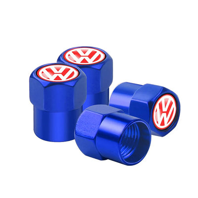 Bouchon Valve Volkswagen métal bleu - vue de profil - Becquet Voiture