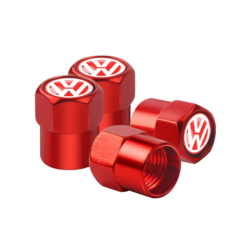 Bouchon Valve Volkswagen métal rouge - vue de face - Becquet Voiture