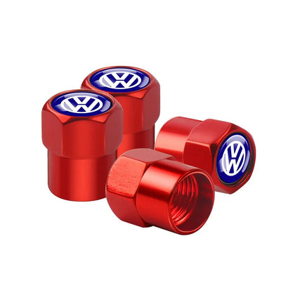 Bouchon Valve Volkswagen métal rouge - vue de profil - Becquet Voiture