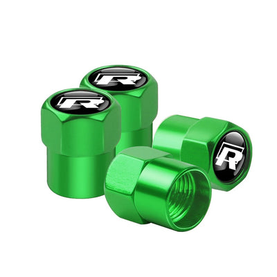 Bouchon Valve Volkswagen métal vert - installé sur véhicule - Becquet Voiture