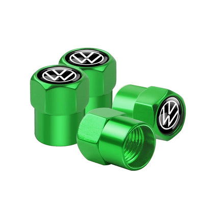 Bouchon Valve Volkswagen métal vert - vue arrière - Becquet Voiture