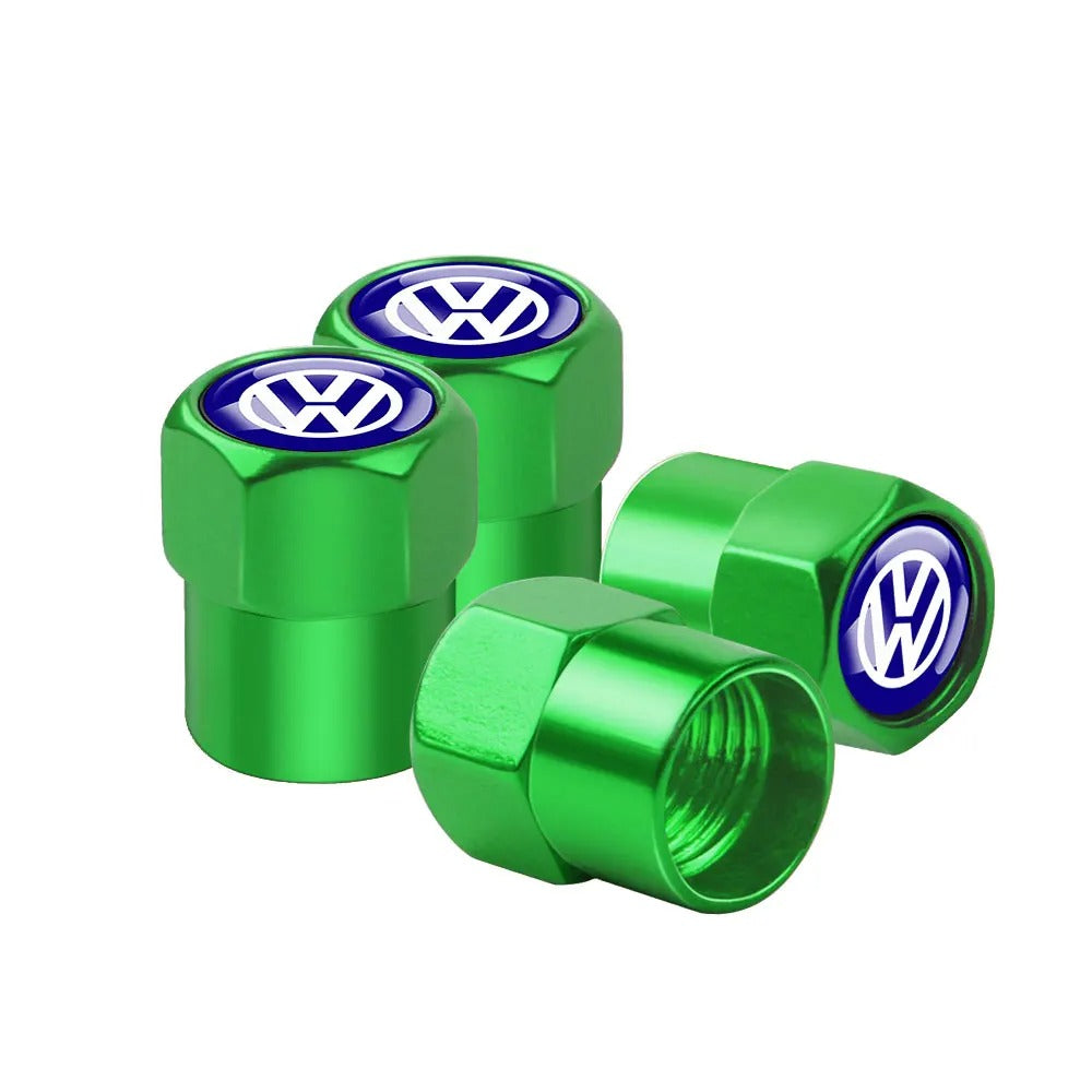 Bouchon Valve Volkswagen métal vert - vue de face - Becquet Voiture