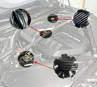 Bouchons Huile Carbone BMW M3 M4 X3M G80 G82 G87 S58 - installé sur véhicule - Becquet Voiture