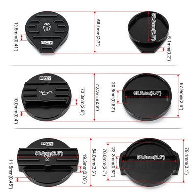 Bouchons Moteur Noirs VW Golf 6 GTI R Scirocco - vue rapprochée - Becquet Voiture