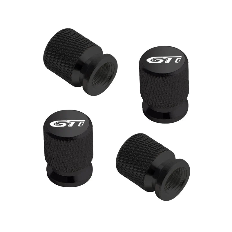 Bouchons Valve Peugeot GTI Aluminium Noir Chrome - en situation - Becquet Voiture
