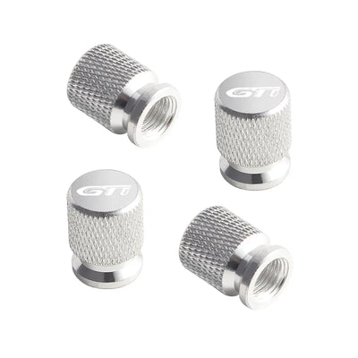Bouchons Valve Peugeot GTI Aluminium Noir Chrome - packshot studio - Becquet Voiture